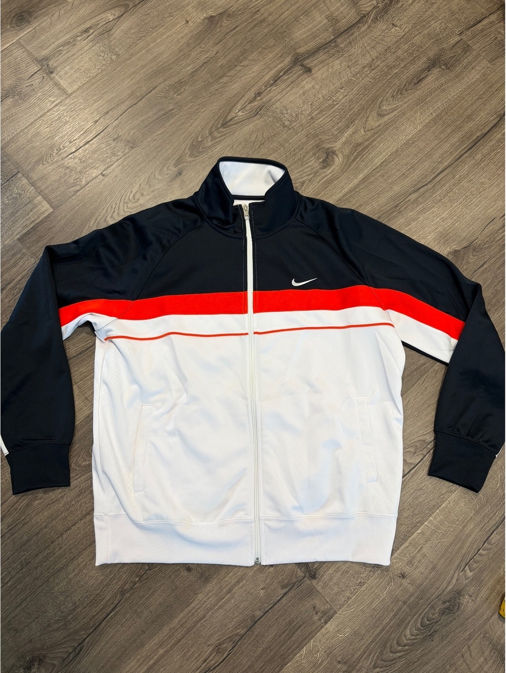Nike Retro Full Zip Track Jacket Colorblock Swoosh Navy White Red Men's Size XL
